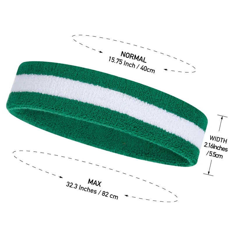 ONUPGO Sweatband Headbands for Men & Women -12PCS Sports Headbands Moisture Wicking Athletic Cotton Terry Cloth Head Band 7.88" x 2.16" - Image 3